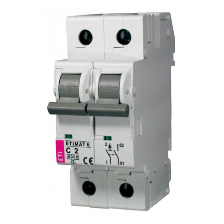 Автоматичний вимикач ETI ETIMAT 6 (6кА) 1p+N C 2А (2142508) фото