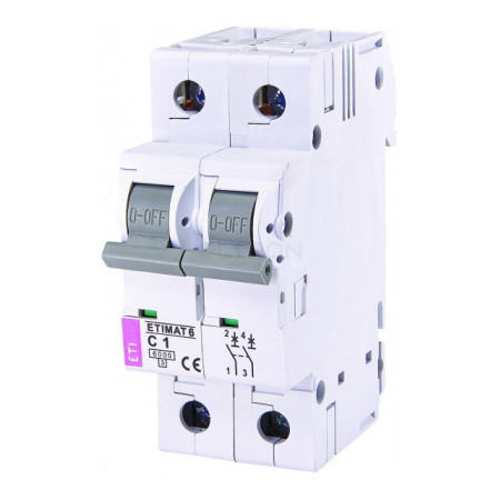 Автоматичний вимикач ETI ETIMAT 6 (6кА) 2p C 1А (2143504) фото