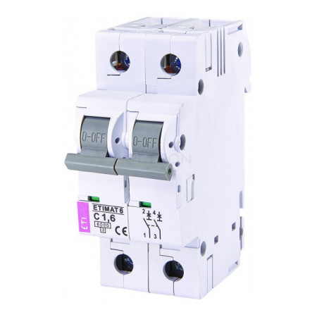 Автоматичний вимикач ETI ETIMAT 6 (6кА) 2p C 1,6А (2143507) фото