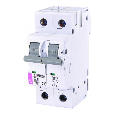 Автоматичний вимикач ETI ETIMAT 6 (6кА) 2p C 6А (2143512) фото