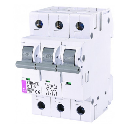 Автоматичний вимикач ETI ETIMAT 6 (6кА) 3p C 1,6А (2145507) фото