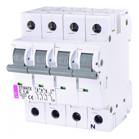 Автоматичний вимикач ETI ETIMAT 6 (6кА) 3p+N C 1,6А (2146507) фото