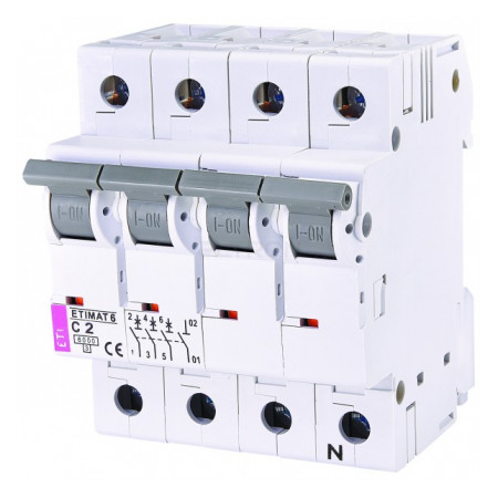 Автоматичний вимикач ETI ETIMAT 6 (6кА) 3p+N C 2А (2146508) фото
