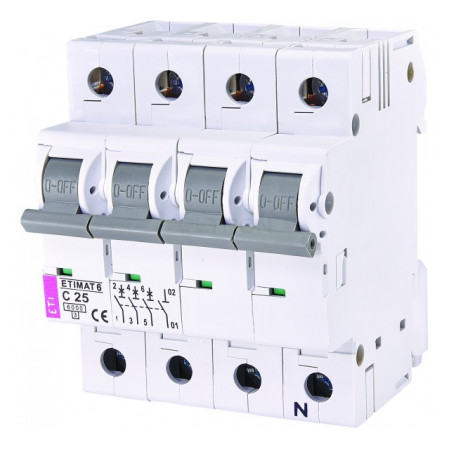 Автоматичний вимикач ETI ETIMAT 6 (6кА) 3p+N C 25А (2146518) фото