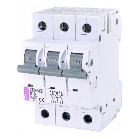 Автоматичний вимикач ETI ETIMAT 6 (6кА) 3p D 6А (2164512) фото