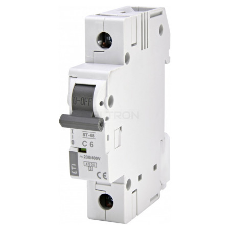 Автоматичний вимикач ETI ST-68 (4,5кА) 1p C 6А (2181312) фото