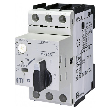 Автоматический выключатель защиты двигателя ETI MPE25-0,16 Ir=0,1-0,16А (4648001) фото