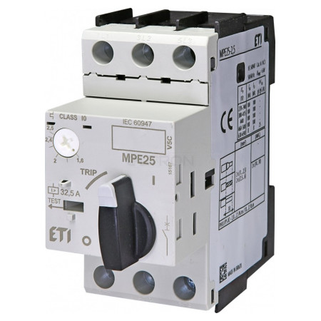 Автоматичний вимикач захисту двигуна ETI MPE25-2,5 Ir=1,6-2,5А (4648007) фото