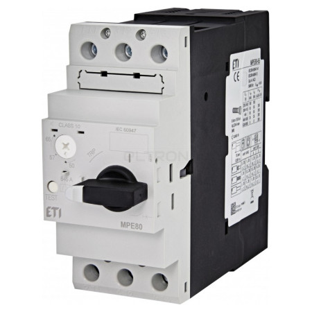 Автоматичний вимикач захисту двигуна ETI MPE80-65 Ir=50-65А (4648017) фото