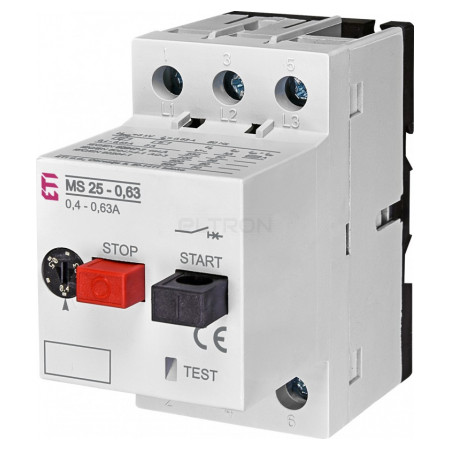 Автоматический выключатель защиты двигателя ETI MS25-0,63 Ir=0,4-0,63А (4600040) фото
