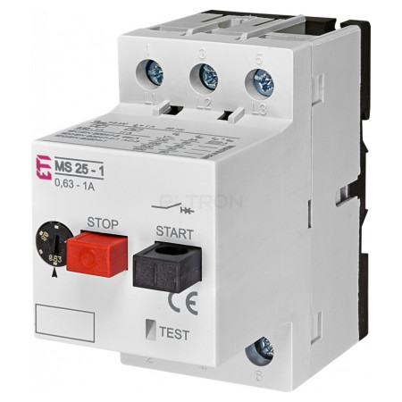 Автоматический выключатель защиты двигателя ETI MS25-1 Ir=0,63-1А (4600050) фото