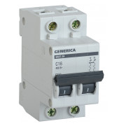 Автоматичний вимикач GENERICA ВА47-29 2P 16А тип C 4,5кА міні-фото
