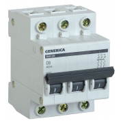 Автоматичний вимикач GENERICA ВА47-29 3P 6А тип C 4,5кА міні-фото