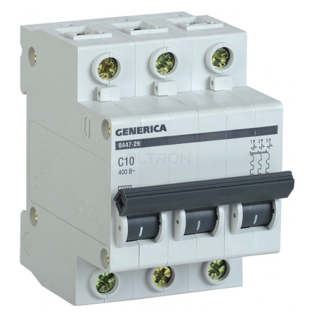 Автоматичний вимикач GENERICA ВА47-29 3P 10А тип C 4,5кА (MVA25-3-010-C) фото