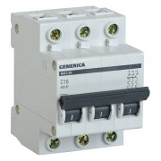 Автоматичний вимикач GENERICA ВА47-29 3P 16А тип C 4,5кА міні-фото