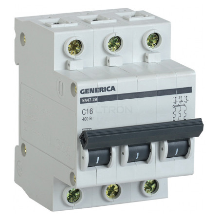 Автоматический выключатель GENERICA ВА47-29 3P 16А тип C 4,5кА (MVA25-3-016-C) фото