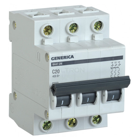 Автоматичний вимикач GENERICA ВА47-29 3P 20А тип C 4,5кА (MVA25-3-020-C) фото