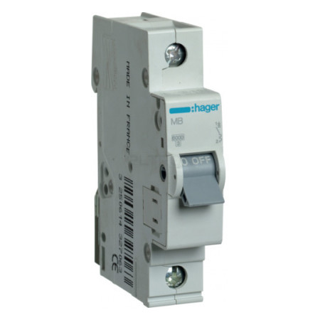 Автоматичний вимикач Hager MB140A 1P 6kA B-40A 1M фото