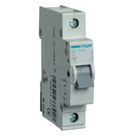 Автоматичний вимикач Hager MC101A 1P 6kA C-1A 1M фото