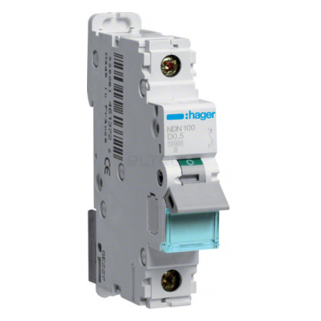 Автоматичний вимикач Hager NDN100 1P 10kA D-0.5A 1M фото
