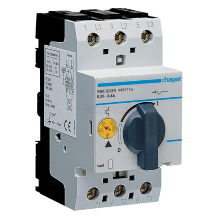 Автоматический выключатель для защиты электродвигателя Hager MM503N 0,24-0,4А 2.5М фото
