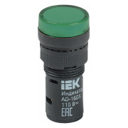 Лампа IEK AD-16DS LED-матриця d16 мм зелена 230В AC міні-фото
