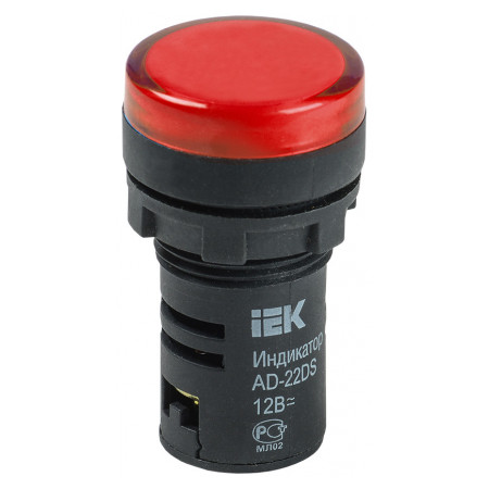 Лампа IEK AD-22DS LED-матриця d22 мм червона 24В AC/DC (BLS10-ADDS-024-K04) фото