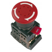 Кнопка IEK AE-22 "грибок" з фіксацією d22 мм червона 230В 1НВ+1НЗ міні-фото