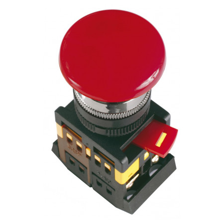 Кнопка IEK AEAL-22 "грибок" с фиксацией d22 мм красная 230В 1НО+1НЗ (BBG60-AEAL-K04) фото