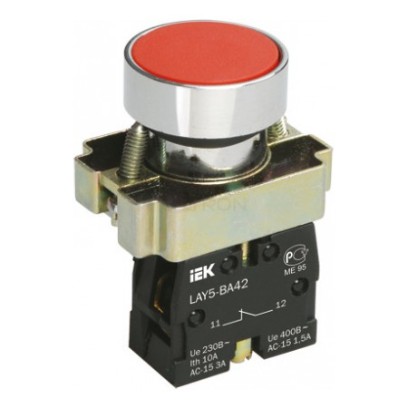 Кнопка управления IEK LAY5-BA42 без подсветки красная 1НЗ (BBT61-BA-K04) фото