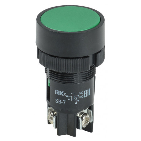 Кнопка IEK SB-7 "Пуск" d22 мм зеленая 230В 1 перекидной контакт (BBT40-SB7-K06) фото