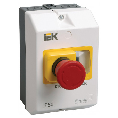Захисна оболонка IEK IP54 з кнопкою «Стоп» для ПРК32 (DMS11D-PC55) фото