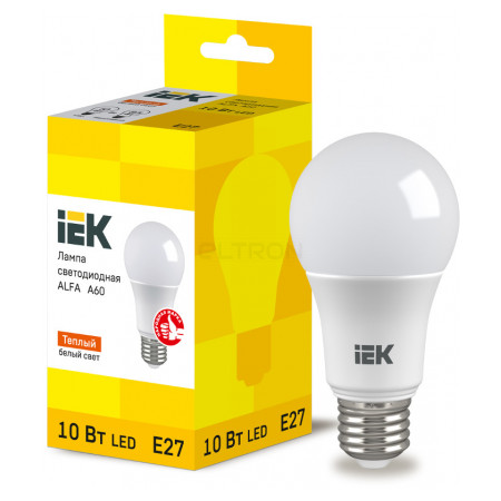 Лампа світлодіодна IEK LED ALFA A60 (груша) 10Вт 230В 3000К E27 (LLA-A60-10-230-30-E27) фото