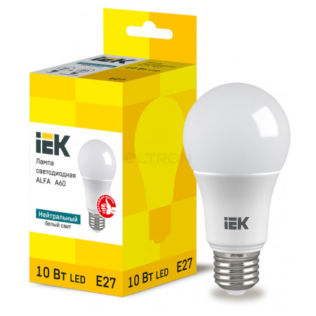 Лампа світлодіодна IEK LED ALFA A60 (груша) 10Вт 230В 4000К E27 (LLA-A60-10-230-40-E27) фото