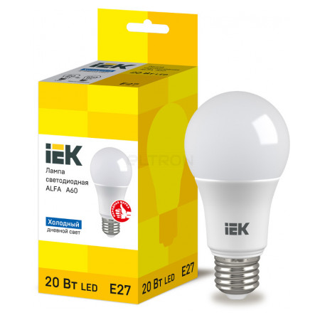 Лампа світлодіодна IEK LED ALFA A60 (груша) 20Вт 230В 6500К E27 (LLA-A60-20-230-65-E27) фото