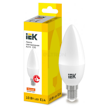 Лампа світлодіодна IEK LED ALFA C35 (свічка) 10Вт 230В 3000К E14 (LLA-C35-10-230-30-E14) фото