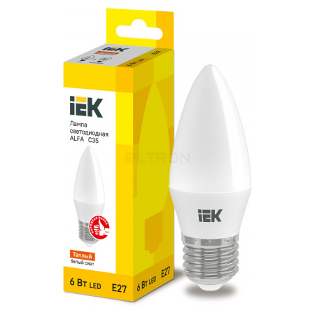 Лампа світлодіодна IEK LED ALFA C35 (свічка) 6Вт 230В 3000К E27 (LLA-C35-6-230-30-E27) фото