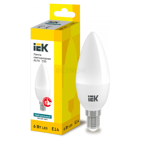 Лампа світлодіодна IEK LED ALFA C35 (свічка) 6Вт 230В 4000К E14 (LLA-C35-6-230-40-E14) фото