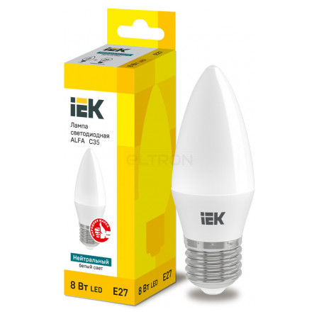 Лампа светодиодная IEK LED ALFA C35 (свеча) 8Вт 230В 4000К E27 (LLA-C35-8-230-40-E27) фото