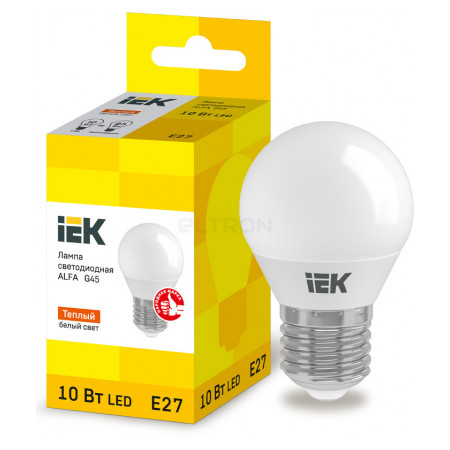 Лампа светодиодная IEK LED ALFA G45 (шар) 10Вт 230В 3000К E27 (LLA-G45-10-230-30-E27) фото