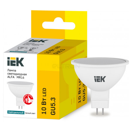 Лампа світлодіодна IEK LED ALFA MR16 (софіт) 10Вт 230В 4000К GU5.3 (LLA-MR16-10-230-40-GU5) фото