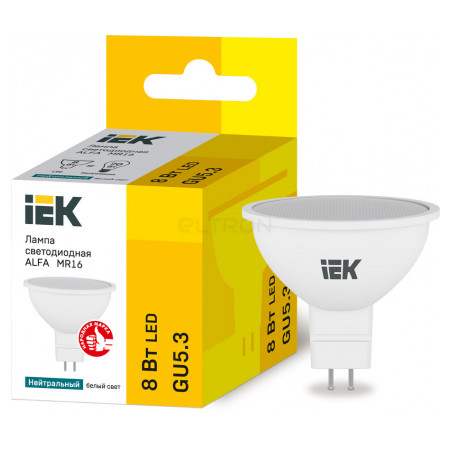 Лампа світлодіодна IEK LED ALFA MR16 (софіт) 8Вт 230В 4000К GU5.3 (LLA-MR16-8-230-40-GU5) фото