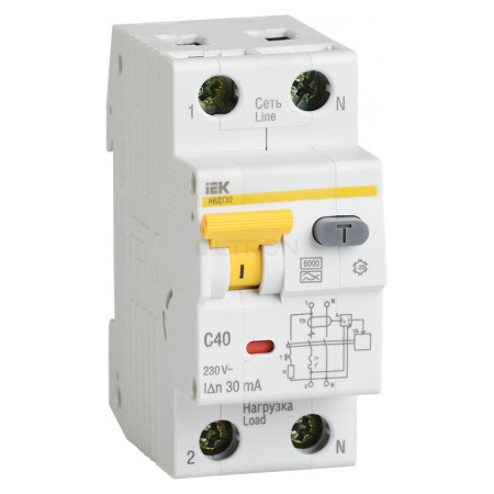 Автоматический выключатель дифференциального тока IEK АВДТ32 2P 16А 30мА хар-ка C тип A (MAD22-5-016-C-30) фото