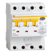 Автоматичний вимикач диференційного струму IEK АВДТ34 4P 16А 30мА хар-ка C тип A міні-фото