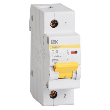 Автоматичний вимикач IEK ВА47-100 1P 10А тип C (MVA40-1-010-C) фото