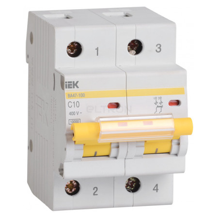 Автоматичний вимикач IEK ВА47-100 2P 10А тип C (MVA40-2-010-C) фото