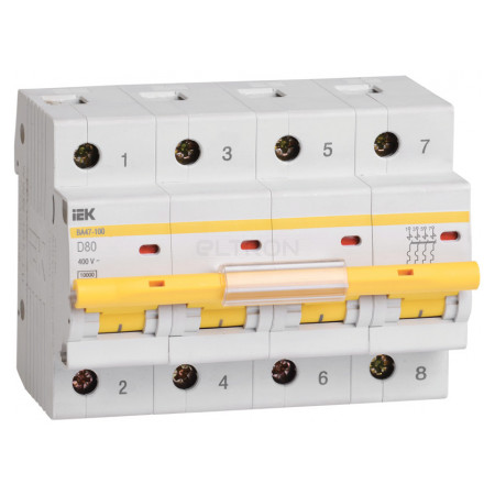 Автоматичний вимикач IEK ВА47-100 4P 80А тип D (MVA40-4-080-D) фото
