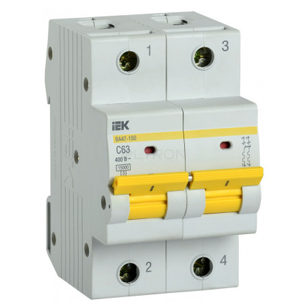 Автоматичний вимикач IEK ВА47-150 2P 63А тип C 15кА (MVA50-2-063-C) фото