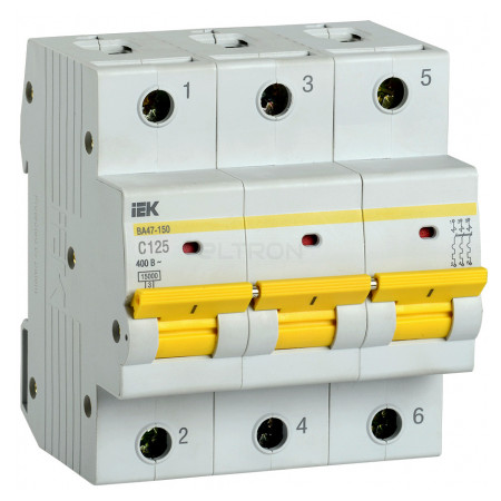 Автоматический выключатель IEK ВА47-150 3P 125А тип C 15кА (MVA50-3-125-C) фото