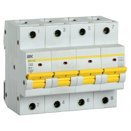 Автоматичний вимикач IEK ВА47-150 4P 63А тип C 15кА (MVA50-4-063-C) фото